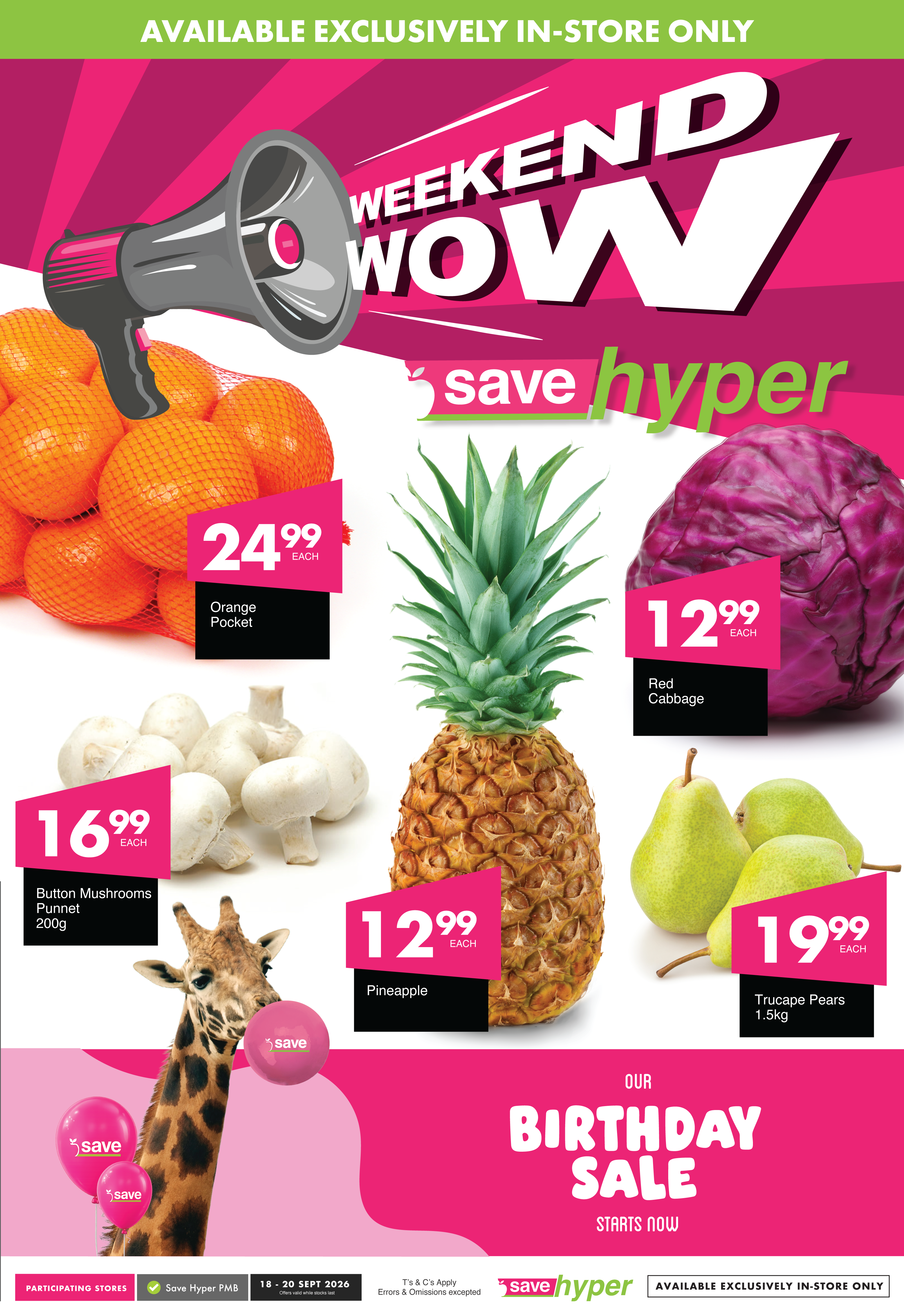 Weekend Wow <br/> 18 - 20 September 2026 <br/>